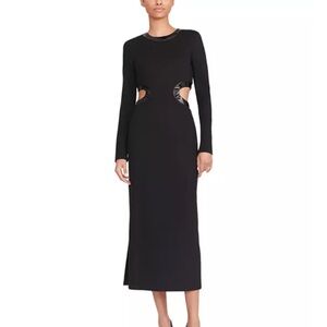 STAUD Black Long Sleeve Dolce Dress